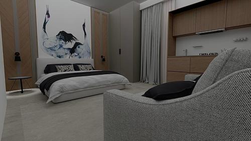 מיטה או מיטות בחדר ב-SKIATHOS MODERNO