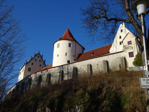 a castle sitting on top of a hill at Apartment in the Waxenegg country house in Sulzberg