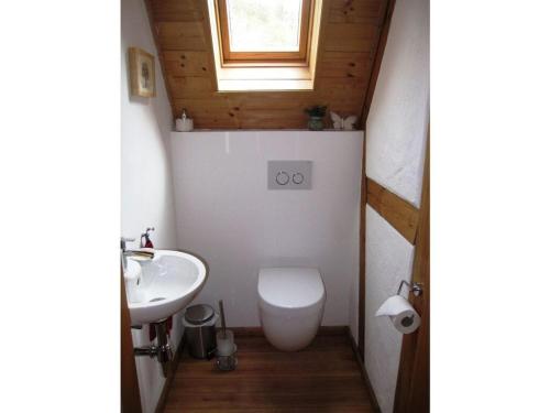 Baño pequeño con aseo y lavamanos en Amazing apartment in Ebern, en Ebern