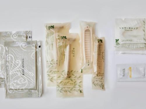 a group of toothbrushes in a plastic bag at Kansai Airport Washington Hotel in Izumi-Sano