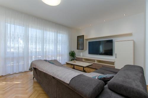 a living room with a couch and a flat screen tv at Apartment Marija in Krilo