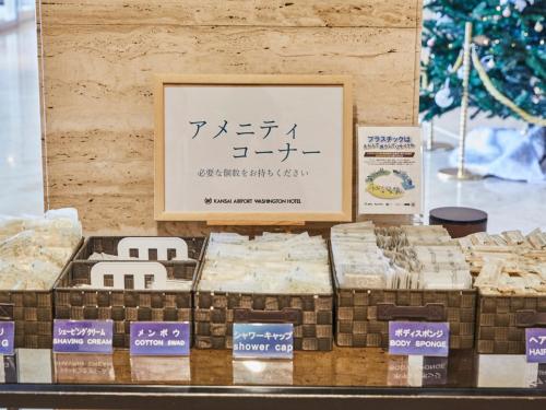 a display of food on a counter in a store at Kansai Airport Washington Hotel in Izumi-Sano