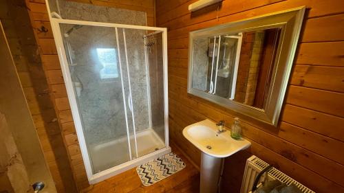 Koupelna v ubytování Blossom Cabin - Little log Cabin in Wales