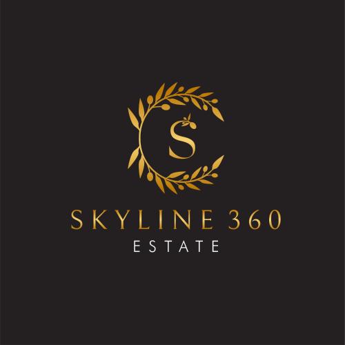 un logotipo de oro con una letra s en un laurel en Skyline 360 Estate A secluded retreat stunning sea and mountain views, en Caccamo