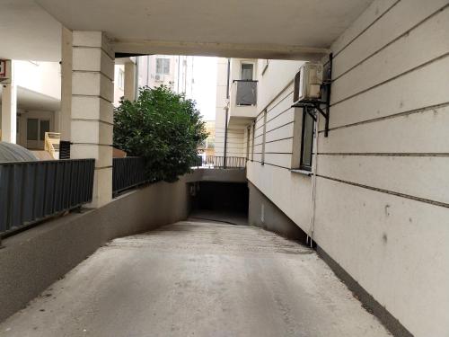 an empty alley way in a building with a plant at Apartman Centar in Požarevac