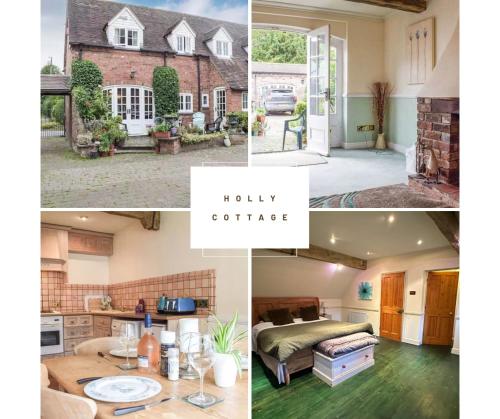 a collage of photos of a home with a kitchen and a house at Holly Cottage 