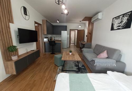 Kuchyň nebo kuchyňský kout v ubytování Mango Apartments