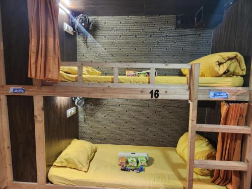 a couple of bunk beds in a room at Sinhassan dormitory hostel Juhu in Mumbai