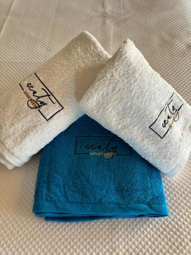 ハニア・タウンにあるSeaty Luxury apartmentのタオル掛け