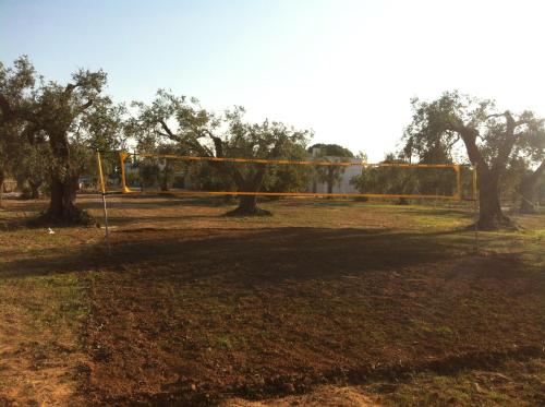 a soccer field with trees and a net at Il Casolare Degli Ulivi in Oria