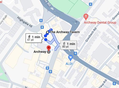 un mapa del grupo del canal Antwerp en Studio 6- Archway Station en Londres