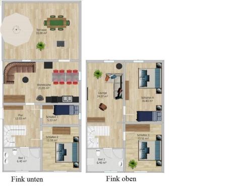 The floor plan of Haus Fink, Tolles Ferienhaus in Fuhlendorf mit Sonniger Terrasse