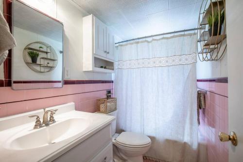 a bathroom with a sink and a toilet and a mirror at 237 Center Place in Salt Lake City