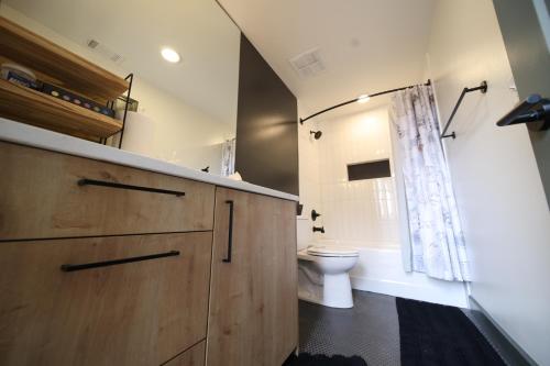 ein Bad mit einem WC und einem Waschbecken in der Unterkunft French Quarters in Birmingham