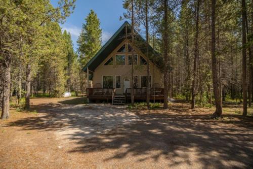 a house in the middle of a forest at Bills Island Hideaway in Island Park
