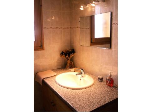 une salle de bain avec un lavabo et un miroir dans l'établissement Chalet 8 pers. avec terrasse 69571, à Morzine