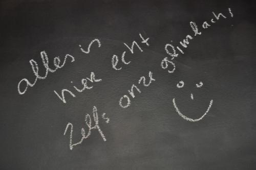 a chalkboard with the words welcome to my state of mind at Droste's Herberg in Tubbergen