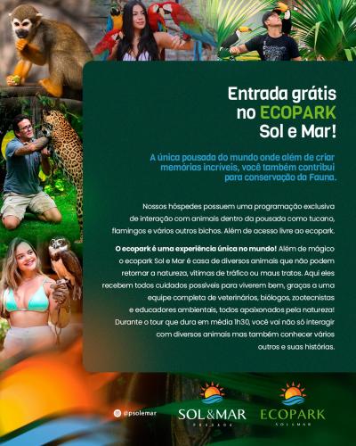 a flyer for a zoo with people and animals at Pousada Sol e Mar in Maragogi