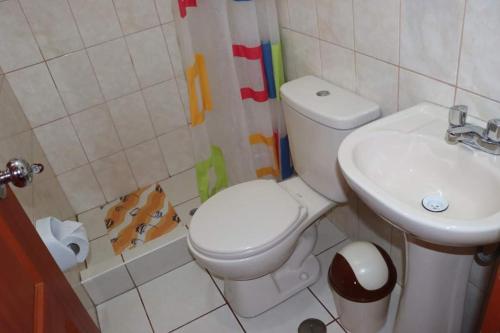 a bathroom with a toilet and a sink at Colca Andina Inn Chivay in Chivay