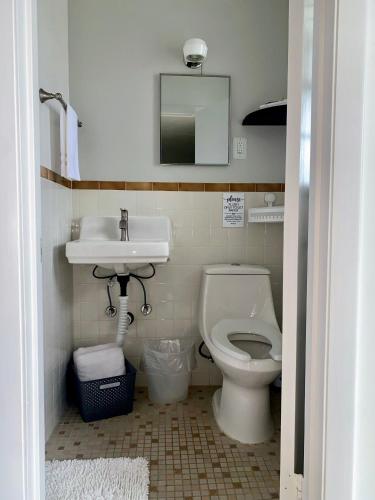 un baño con inodoro y lavabo en The Bonsai, en Rockledge