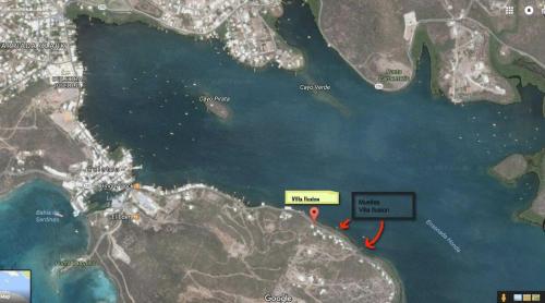 a map of the shoreline of a lake at Ocean Front Villa 2 in Culebra