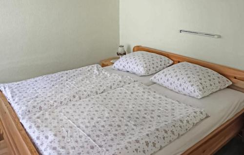 two twin beds with pillows on them in a bedroom at 1 Bedroom Lovely Home In Kummerow in Kummerow