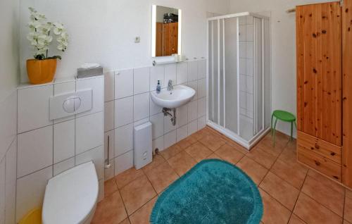 a bathroom with a toilet and a sink at 1 Bedroom Stunning Home In Jabel Ot Loppin in Loppin
