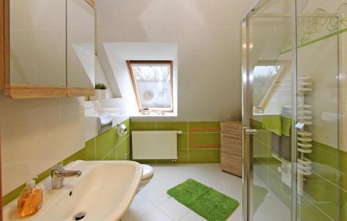 a bathroom with a sink and a shower at Lovely Apartment In Userin With Kitchen in Userin