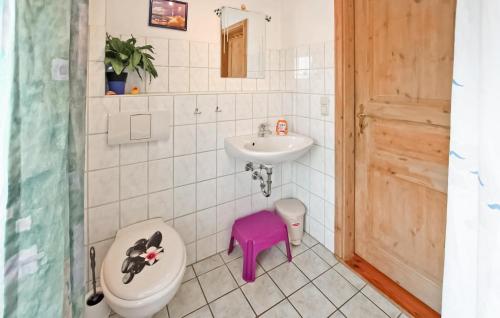 a bathroom with a toilet and a sink at 3 Bedroom Beautiful Home In Thomsdorf in Thomsdorf