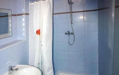 a bathroom with a shower with a shower curtain at Lovely Apartment In Sommersdorf With Wifi in Sommersdorf