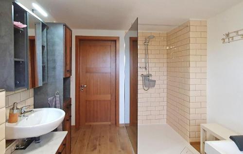 ein Bad mit einem Waschbecken und einer Dusche in der Unterkunft 1 Bedroom Nice Apartment In Raduhn in Raduhn