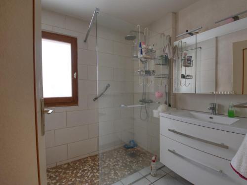 a bathroom with a shower and a sink at Chalet Samoëns, 5 pièces, 10 personnes - FR-1-642-3 in Samoëns