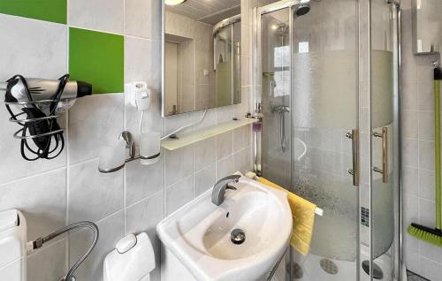 a bathroom with a sink and a shower at 1 Bedroom Awesome Apartment In Ueckermnde seebad in Neuendorf