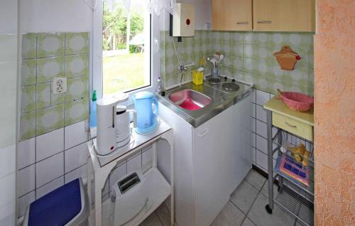 a small kitchen with a sink and a window at Cozy Home In Eggesin With Kitchen in Eggesin