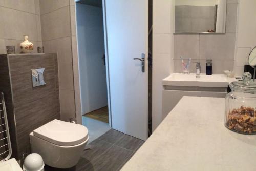 ein Bad mit einem WC und einem Waschbecken in der Unterkunft Cosy Home in Paris 15 in Paris
