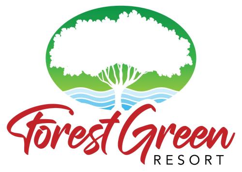 a logo for a green resort with a tree in the center at Forest green resort in Lipa