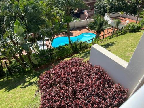 an aerial view of a swimming pool in a yard at 22 Lands End in Ballito