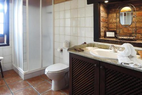 a bathroom with a toilet and a sink and a shower at 4 star holiday home in Los Realejos in Los Realejos