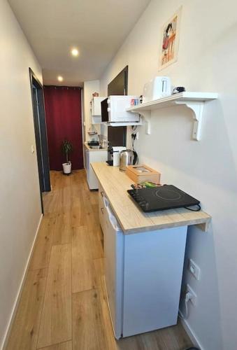 - une cuisine avec un comptoir dans une pièce dans l'établissement 