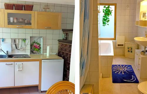 2 Bilder einer Küche mit einer Theke und einer Spüle in der Unterkunft 1 Bedroom Lovely Home In Mahlow in Mahlow