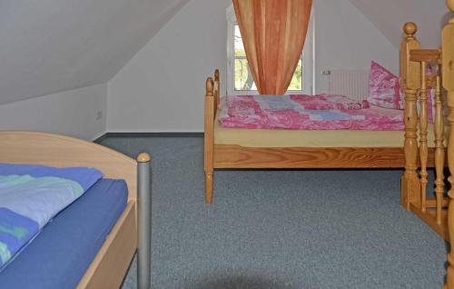 um quarto com 2 camas e uma janela em Gorgeous Apartment In Feldberger Seenlandsch With Kitchen em Conow