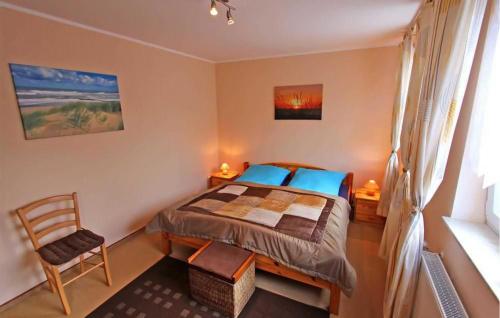 ein Schlafzimmer mit einem Bett und einem Stuhl darin in der Unterkunft Lovely Apartment In Heringsdorf seebad With Kitchen in Bansin