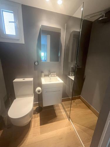 a bathroom with a toilet and a sink at Riviera Studio in Athens