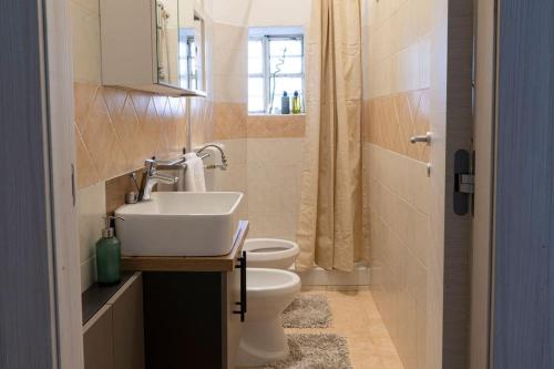 bagno con lavandino e servizi igienici di Appartamento RealValle Verde a Scafati