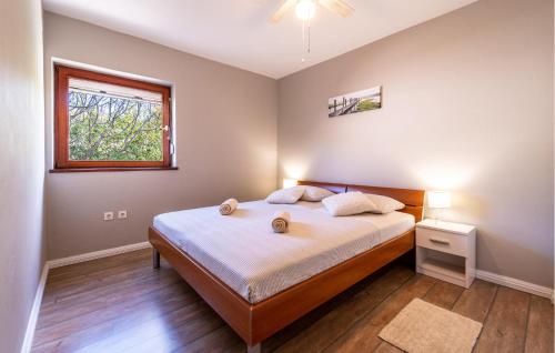 - une chambre avec un lit et une fenêtre dans l'établissement Lovely Home In Gornji Karin With House Sea View, à Gornji Karin