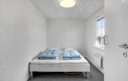 a room with a bed with blue pillows on it at Nice Home In Haderslev With Wifi in Haderslev