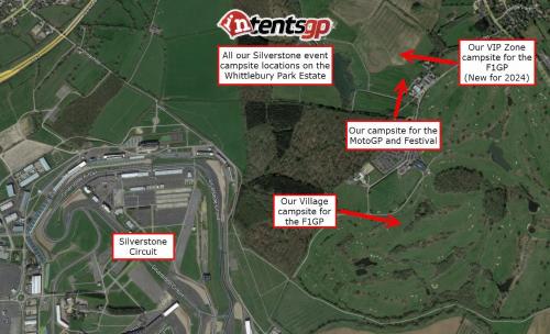 a map of a highway with signs on it at Silverstone Glamping and Pre-Pitched Camping with intentsGP in Silverstone