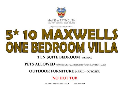 a poster for the marshalls one bedroom villa at Mains of Taymouth Country Estate 5* Maxwell Villas in Kenmore