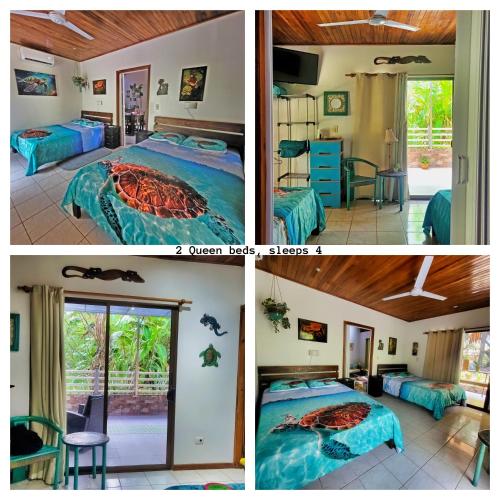 a collage of three pictures of a bedroom at Villas Playa Palo Seco in Parrita