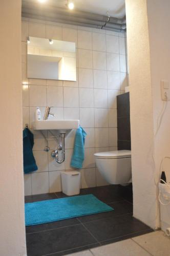 a bathroom with a sink and a toilet at Gelbe 10 - Wohlfühloase für die ganze Familie - nähe Legoland in Burtenbach